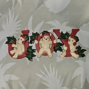Vintage Hard Plastic Homco Christmas Teddy Bears Wall Decor